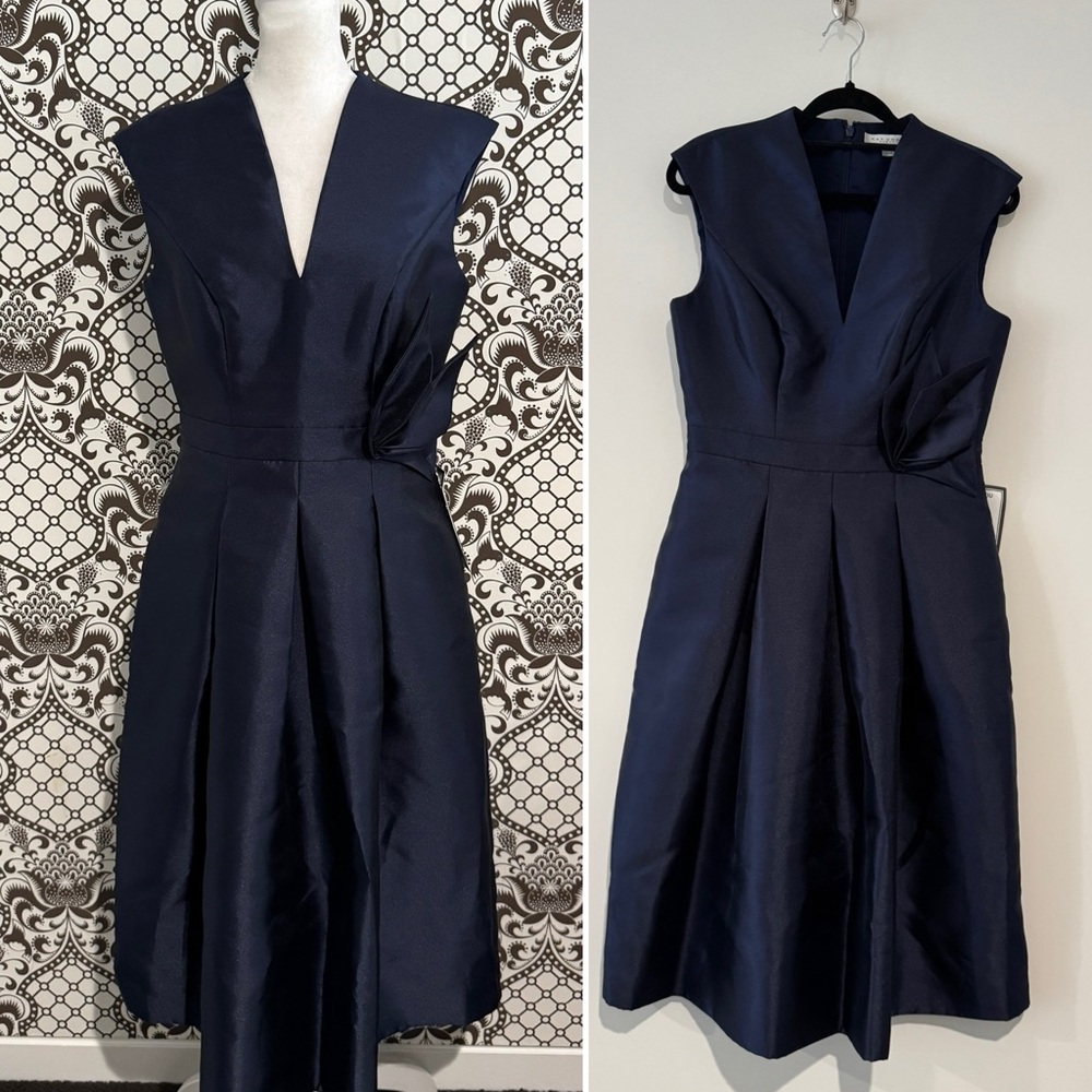 🆕 KAY UNGER ✨ navy satin semi formal cocktail party dress classic NWT | sz 8